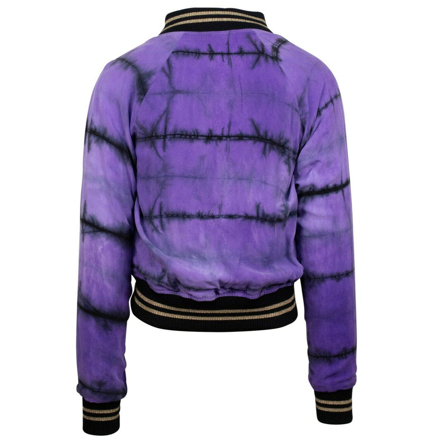 Reversible Tie Dye Track Bomber Jacket - Olive / Purple