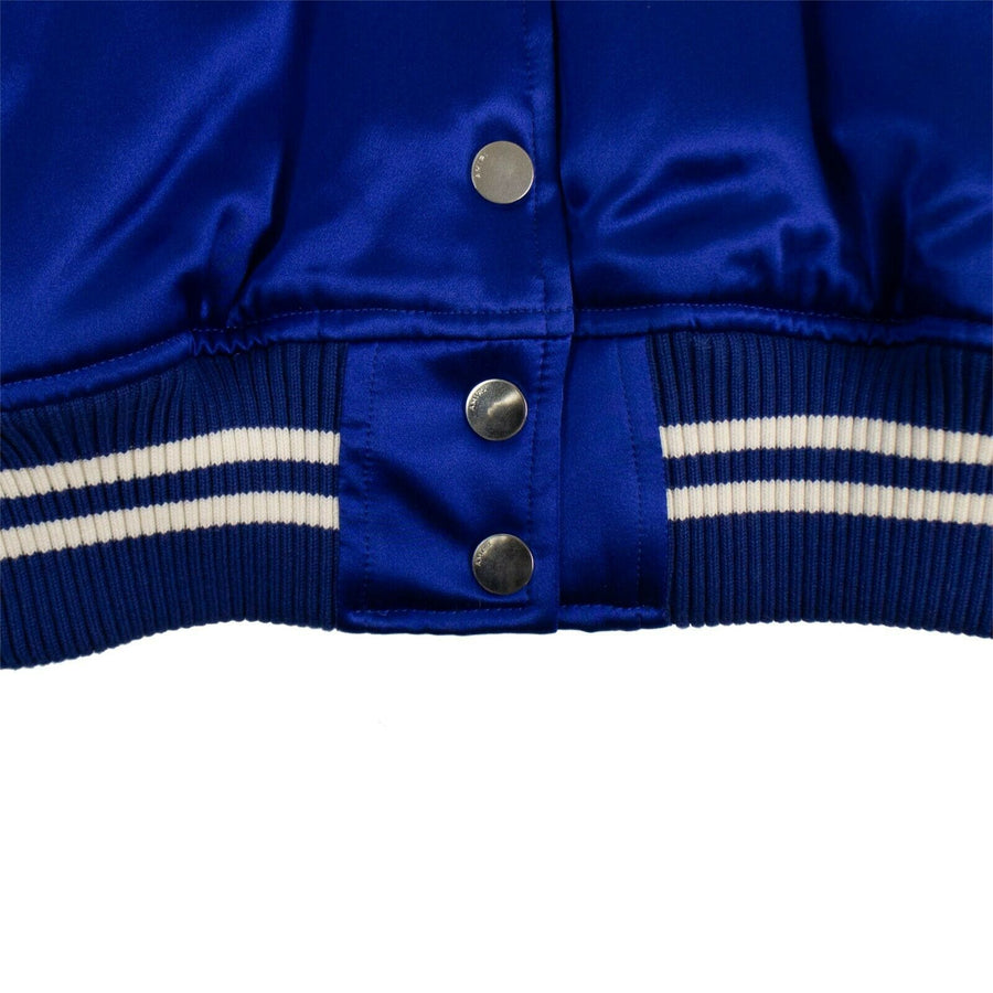 Men's Silk Baseball Bomber Jacket - Blue