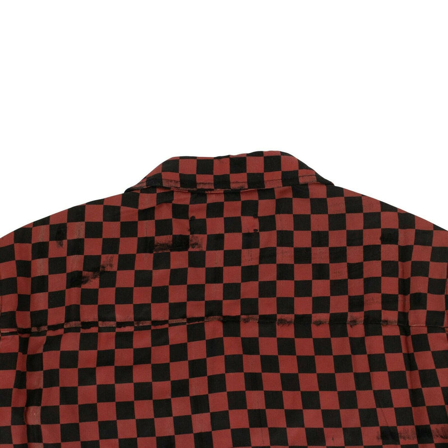 Checkered Button Down Shirt - Black And Red