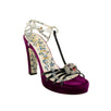 Women's T-Strap Sandals Pumps - Purple And Black