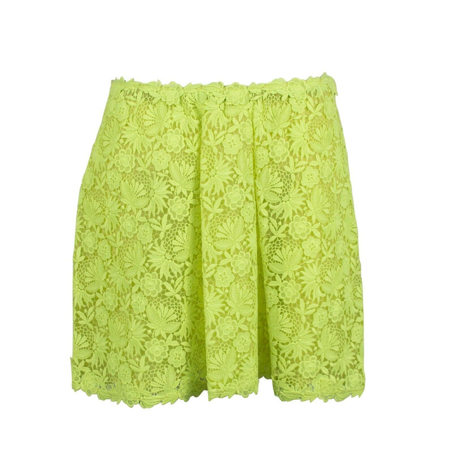 Floral Embroidered Skirt - Neon Yellow