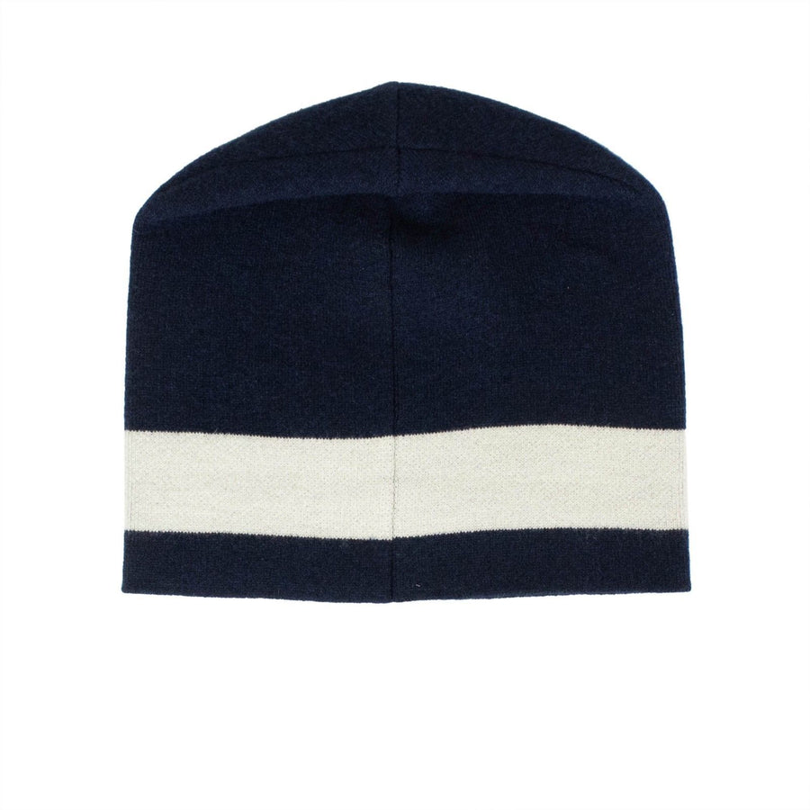 JA'DIOR Knit Hat - Marine Blue / White