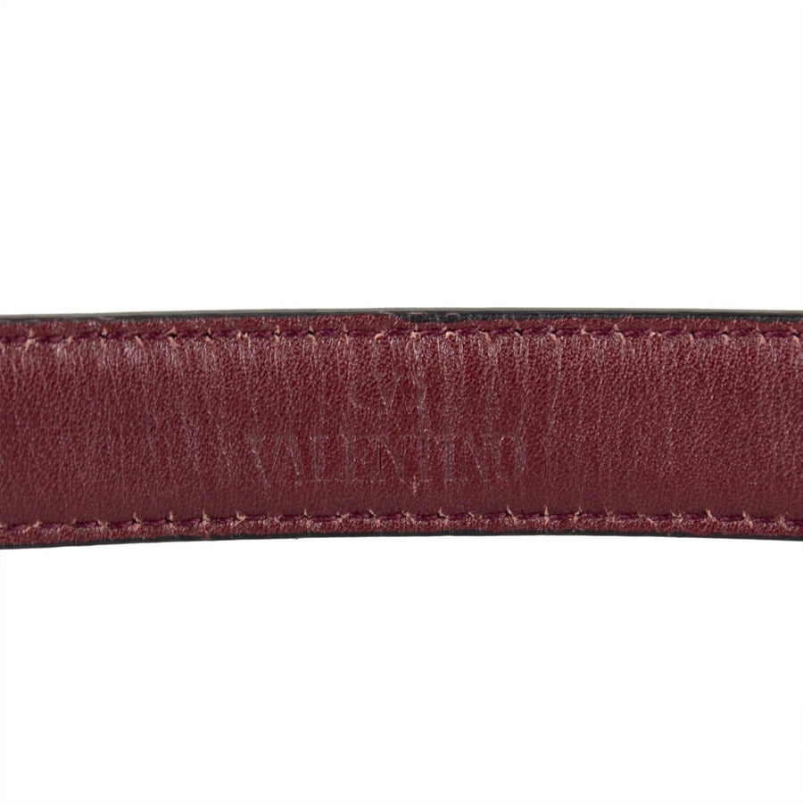 Leather Rock Studded Belt - Burgundy