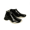 Glossy Neoprene Mid-Top Sneakers - Black