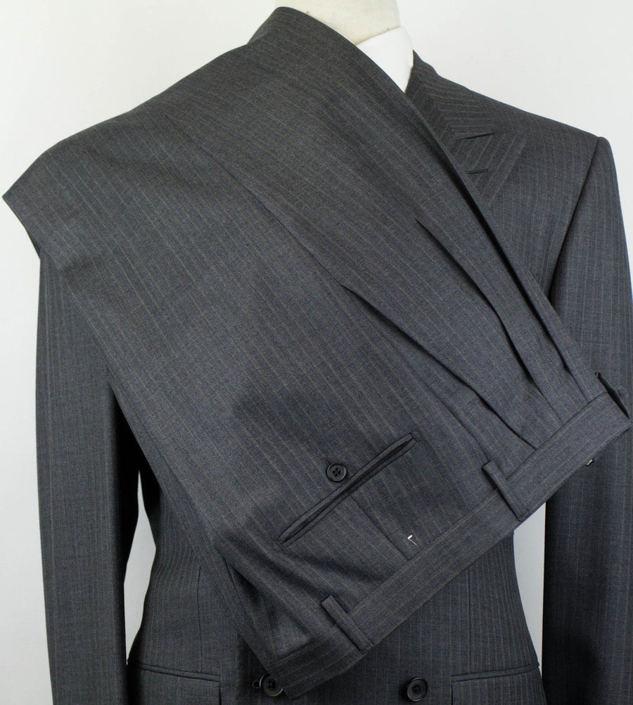 Super 150's Wool Double Breasted Suit - Gray