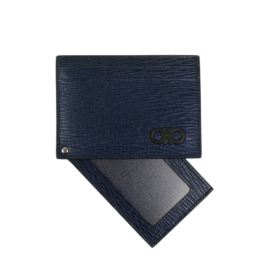 'Revival' Gancini Sliding Card Wallet - Navy Blue