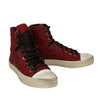 Men's Vintage Glitter Leopard Print High Top Sneakers - Red