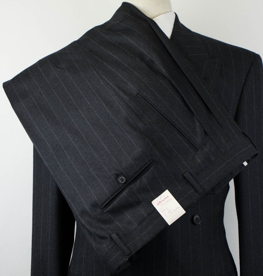 Striped Wool Double Breasted Suit - Gray