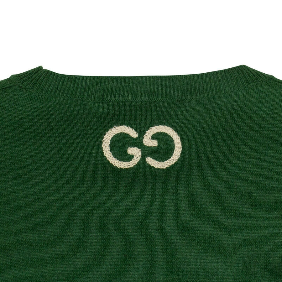 Cashmere Basic Crew Neck Sweater Top - Green