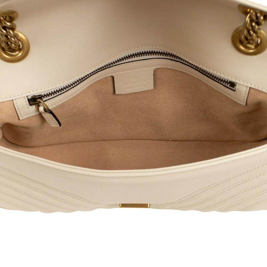 Quilted Leather GG Marmont Matelassé Small Shoulder Bag - Ivory