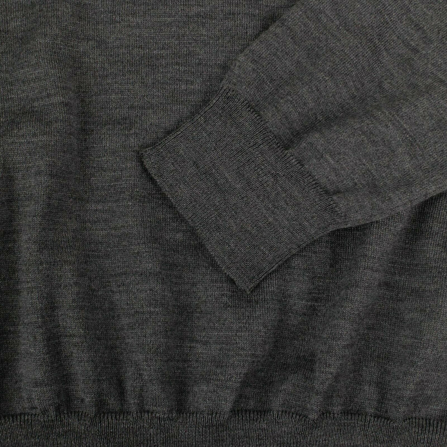 Wool Back BB Logo Crew Neck Sweater Top - Gray