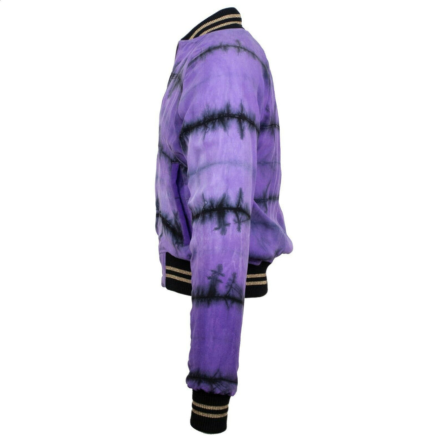 Reversible Tie Dye Track Bomber Jacket - Olive / Purple