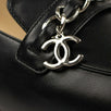 Chain Logo Lambskin Leather Loafers - Black