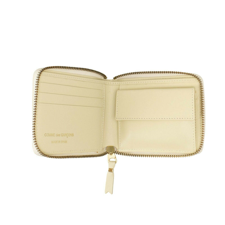 Leather Clover Embossed Small Wallet - Ivory