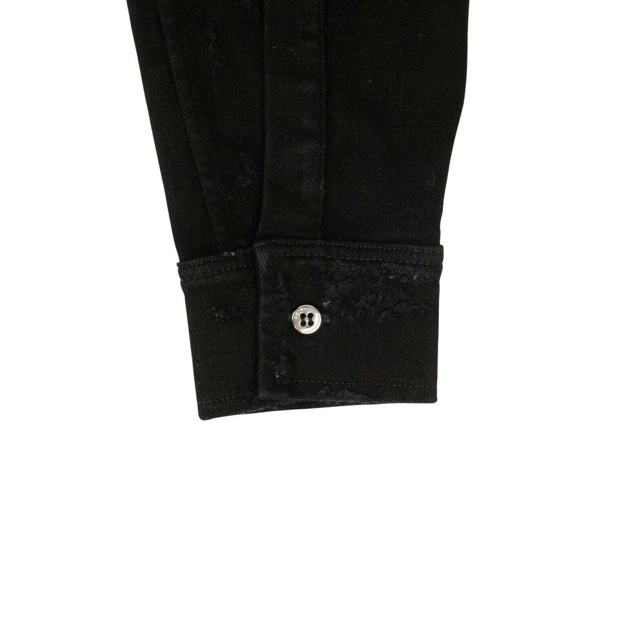 Denim Destroyed Button Down Shirt - Black