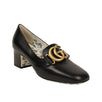 Women's GG Logo Leather Block Heel Pumps - Black