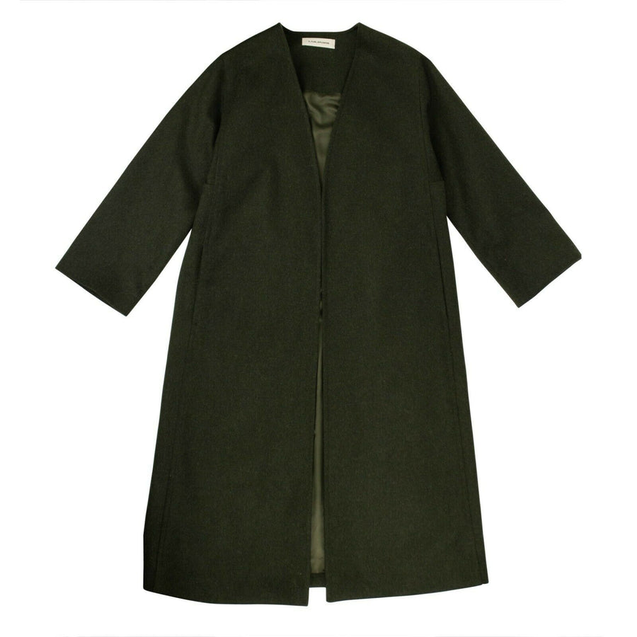 Wool Unstructured Coat - Green