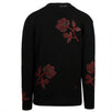 Rose Knit Cashmere Blend Cardigan Sweater - Black / Red