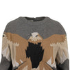 Wool Blend Eagle Applique Sweater - Heather Gray