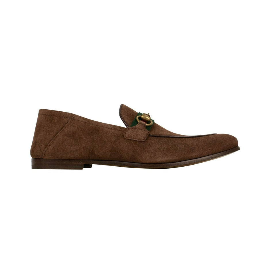 Suede Horsebit Web Loafers - Brown