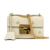 Padlock Leather Bee Star Small Shoulder Bag - White