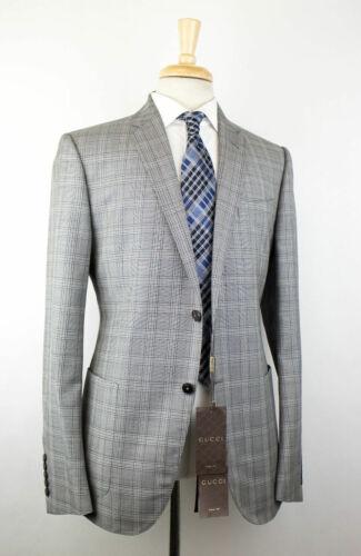 Plaid Wool Blend 2 Button Slim/Trim Fit Suit - Gray