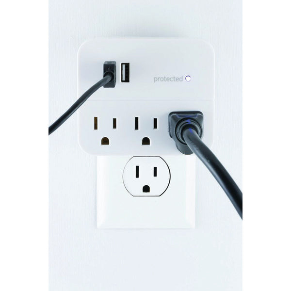 3-Outlet Surge Protector Wall Tap with 2 USB Ports