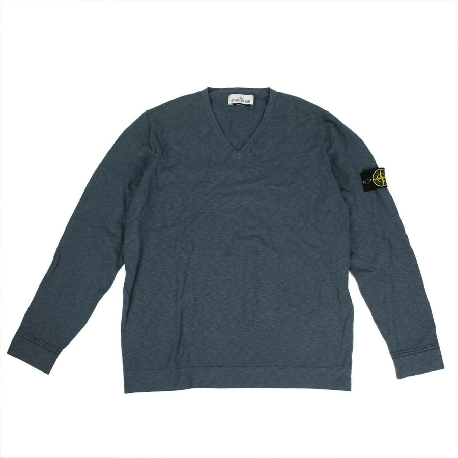 '532B0' Knit V-Neck Sweater - Teal Blue