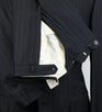 Drop 6 Striped Wool 3 Button Suit - Black