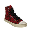 Men's Vintage Glitter Leopard Print High Top Sneakers - Red