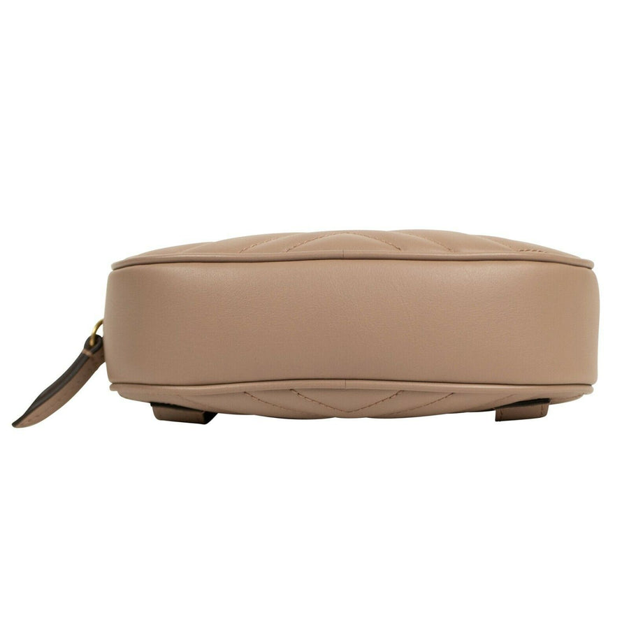 Leather GG Marmont Matelassé Leather Belt Bag - Beige