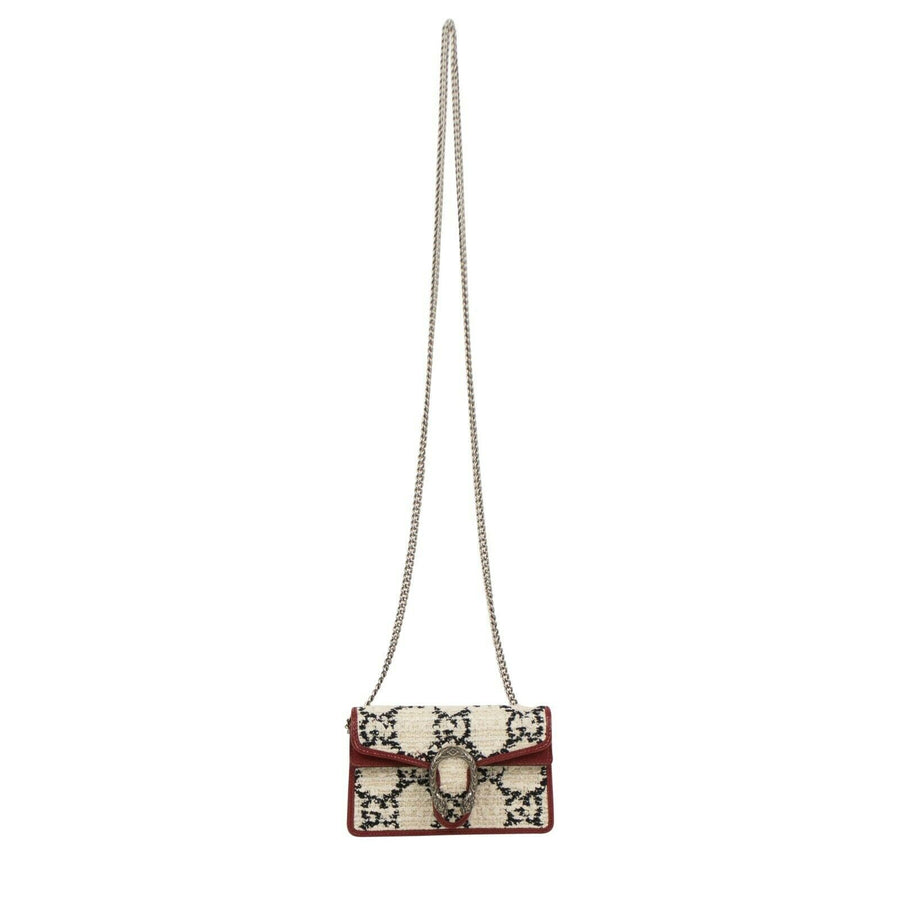 Tweed GG 'Dionysus' Super Mini Shoulder Bag - White And Black