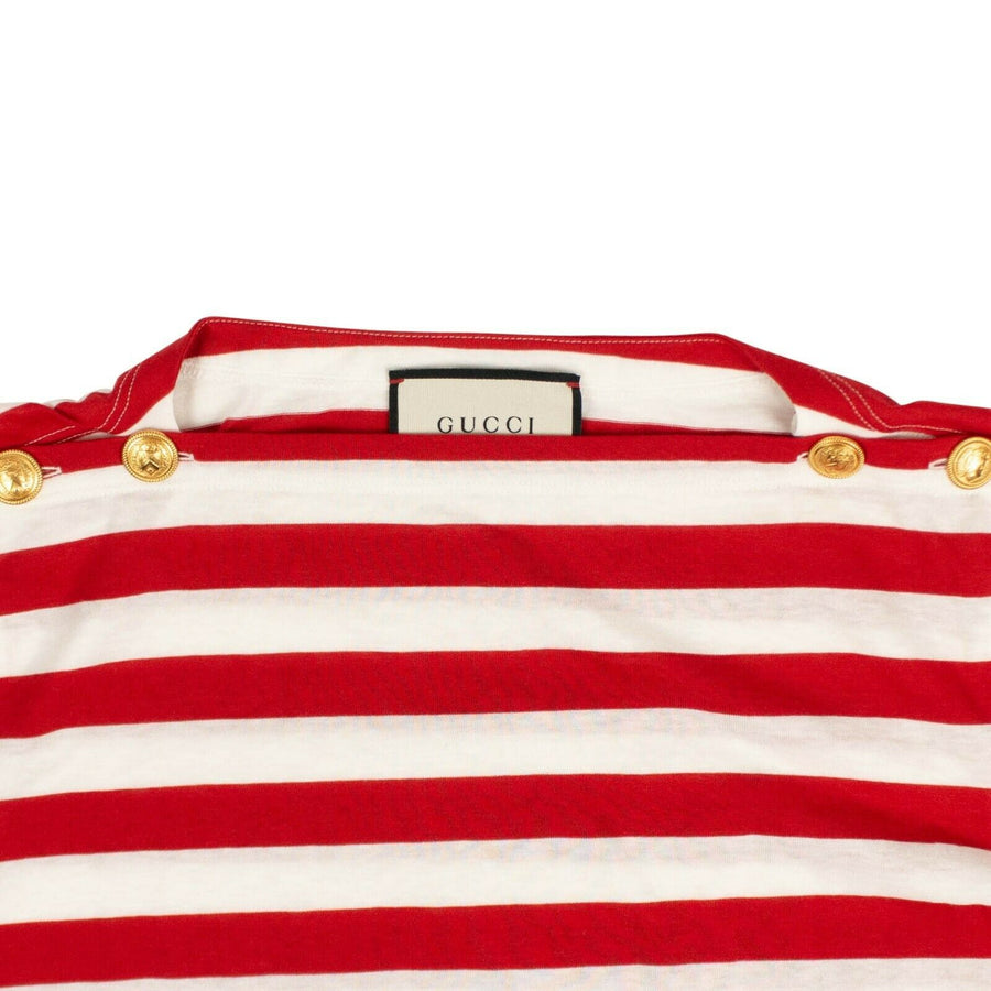 Women's Cote d'Azur Striped Patch Cotton T-Shirt - Red / White