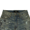 Denim Skinny Crystal Painted Destroy Jeans - Blue