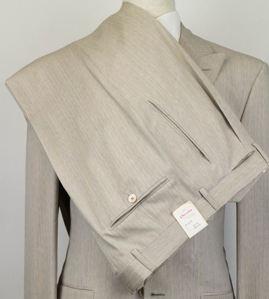 Herringbone Wool 3 Roll 2 Button Suit - Beige