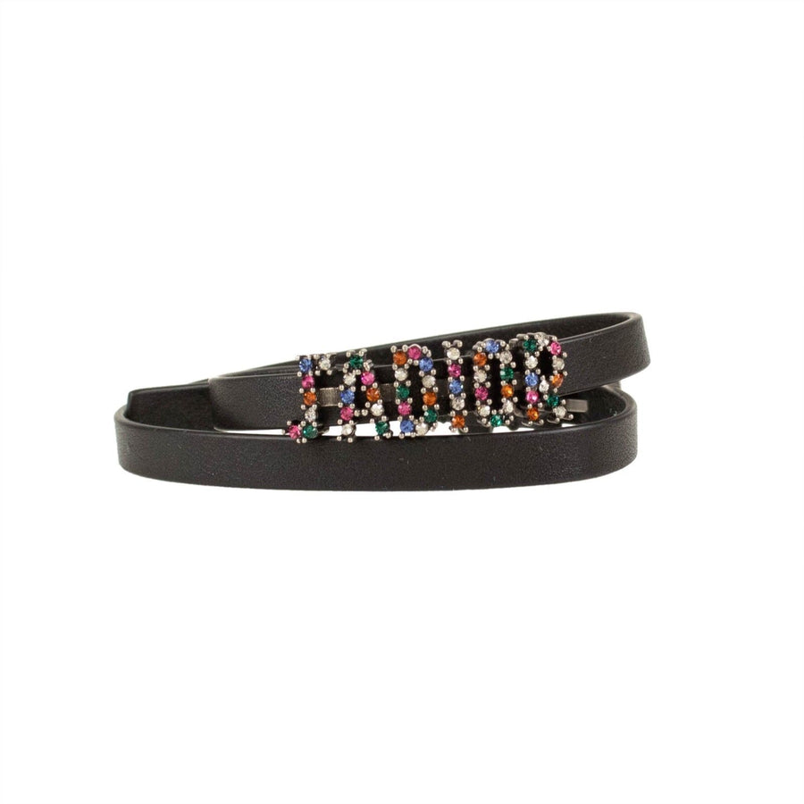 J'Adior Two Loop Multi-Color Crystal Leather Bracelet