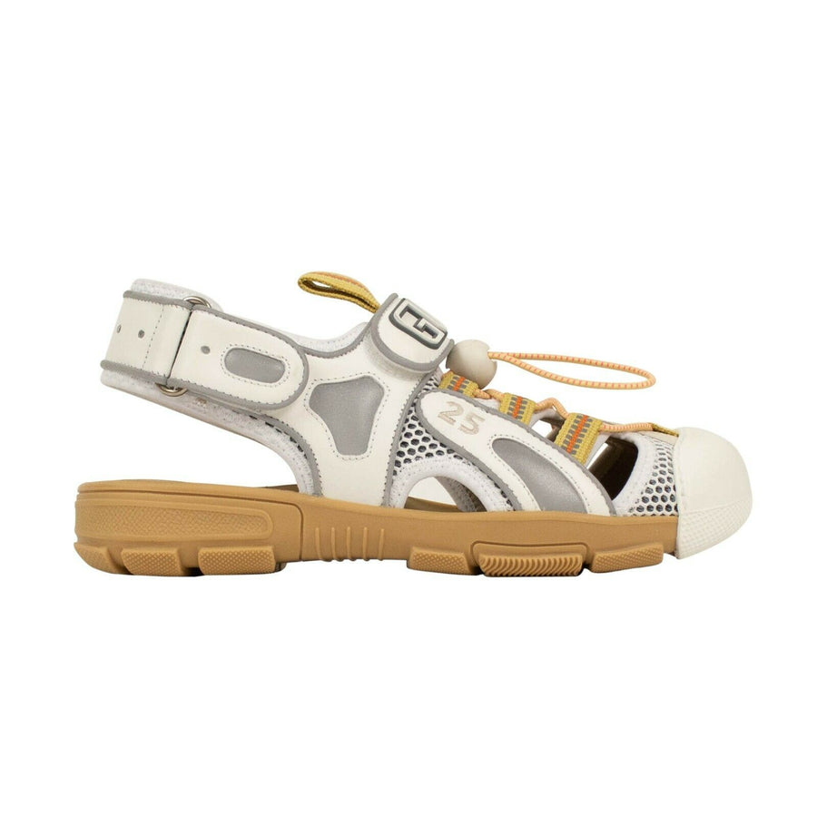 Women's Leather And Mesh Slingback Sneaker Sandals - White