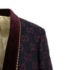 GG Rope Trim Shawl Collar Blazer Jacket - Burgundy