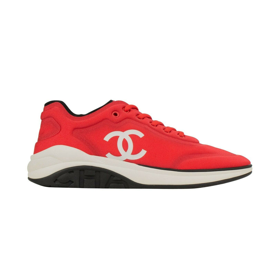 Lycra Lace Up Low-Top Sneakers - Red