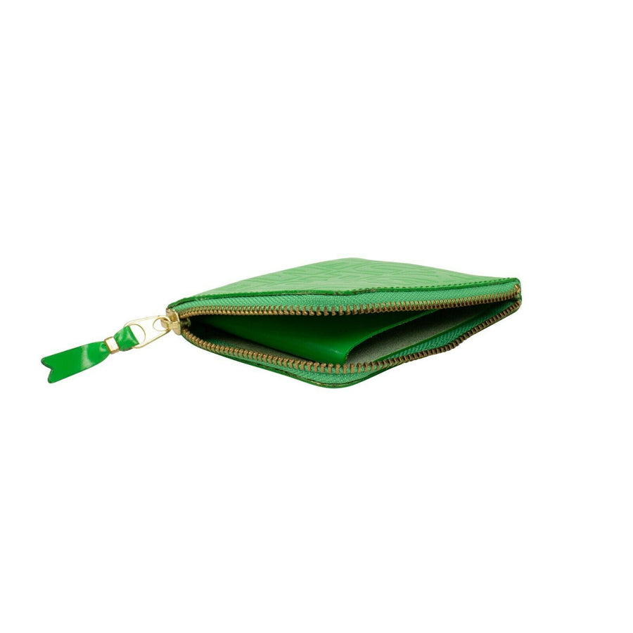 Leather Letter Embossed Slim Wallet - Green