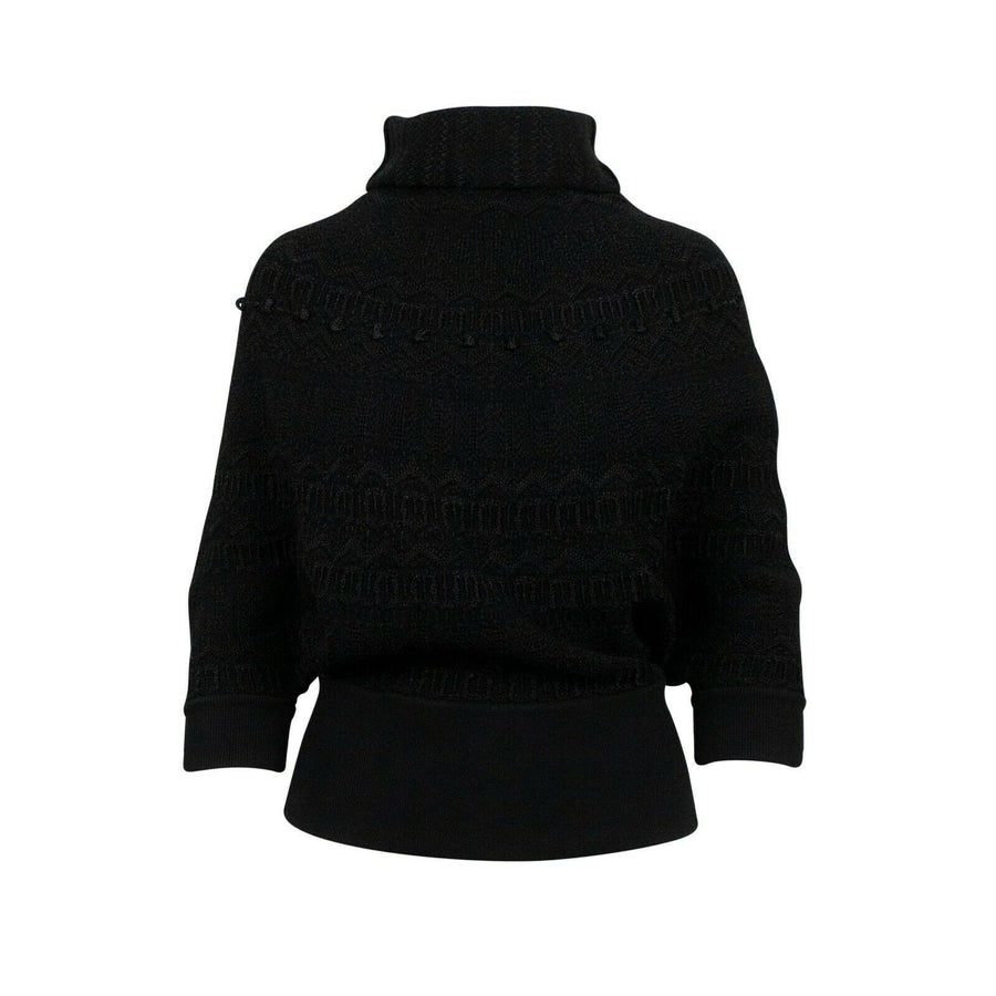 Chunky Knit Turtleneck Sweater - Black