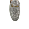 Glitter Leather 'Princetown' Mules - Silver