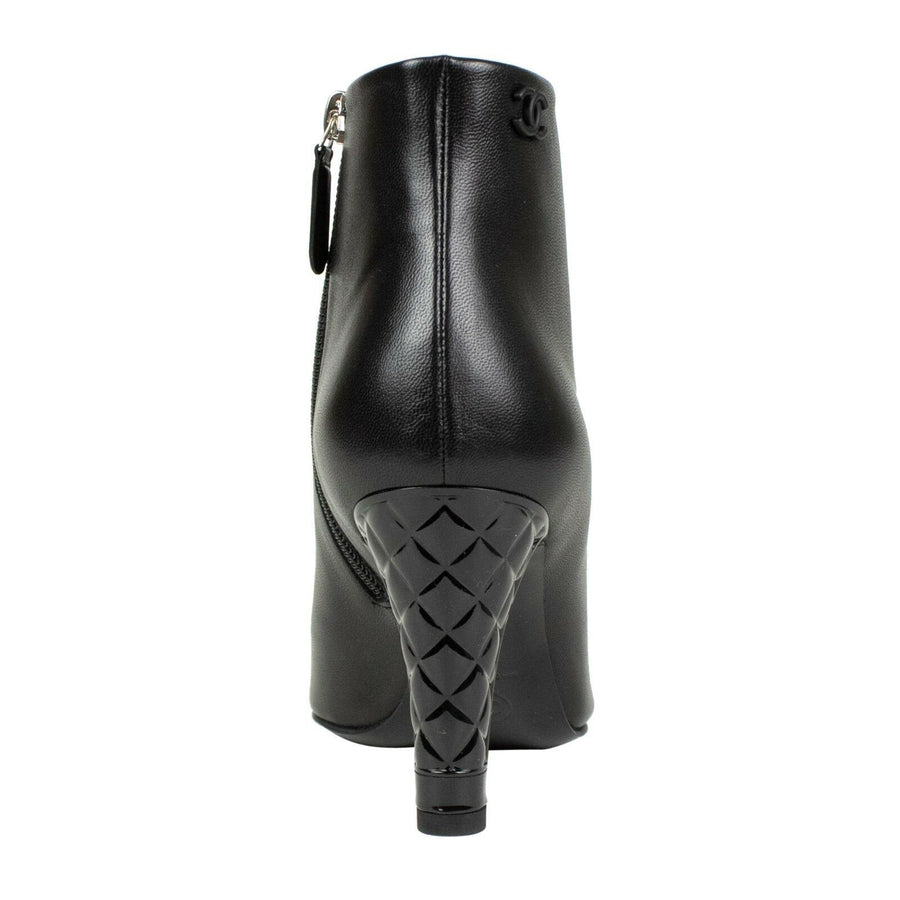 Lambskin And Patent Cap Toe Short Boots - Black