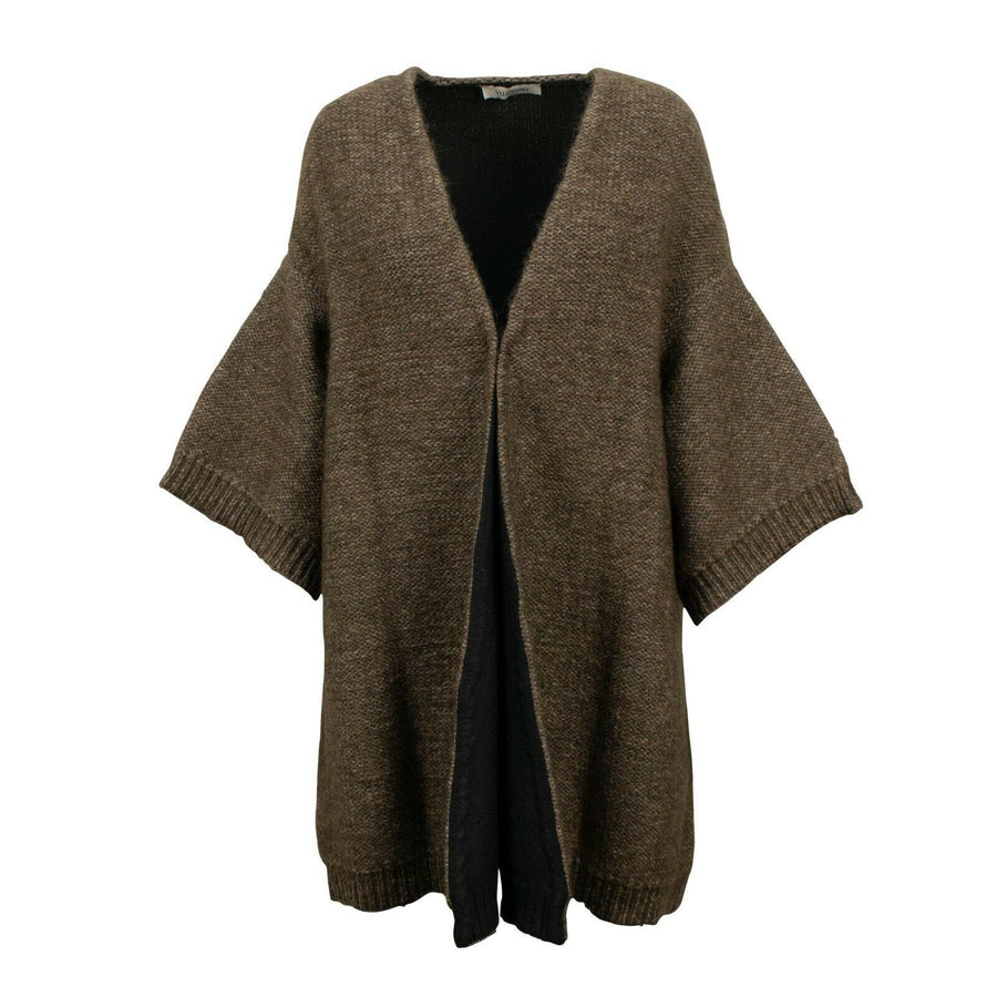 Wool Flare Sleeve Cardigan Sweater - Brown