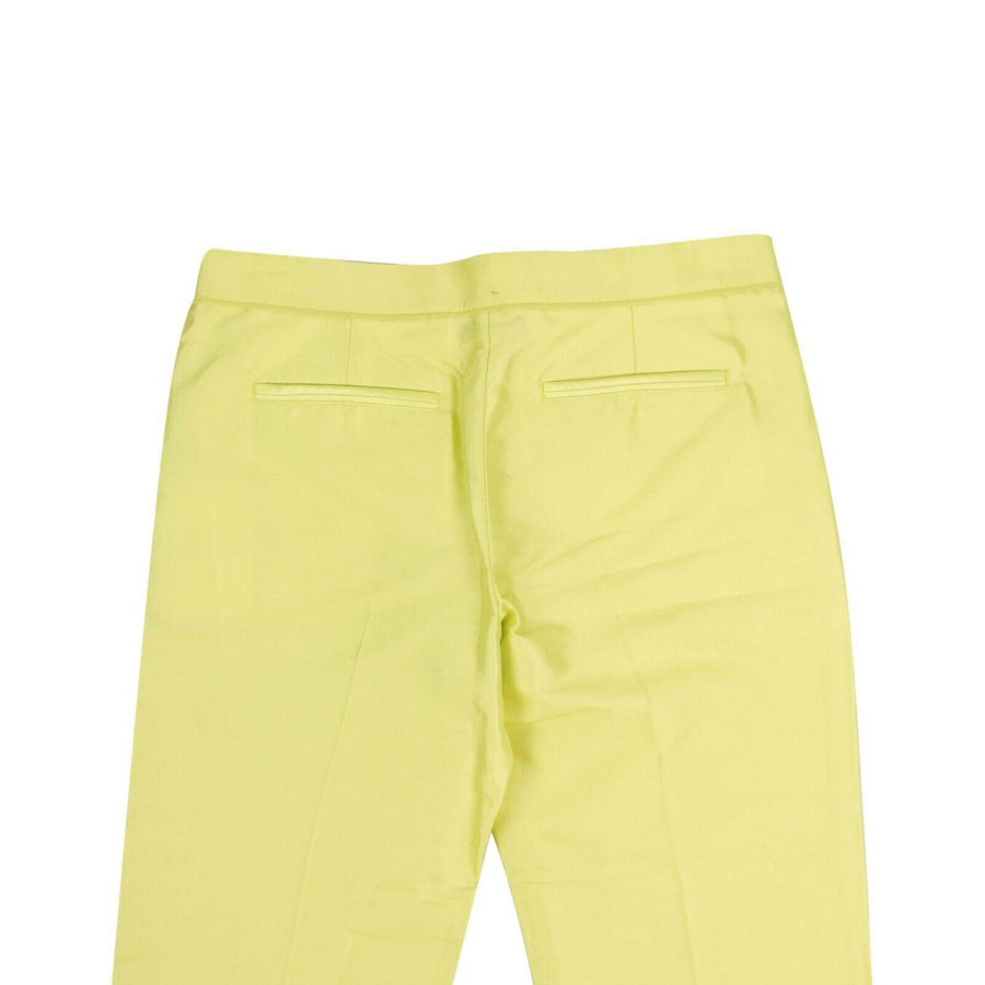 Cropped Cotton Blend Pants - Lime Green