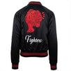 Fighters Embroidered Baseball Varsity Jacket - Black / Red