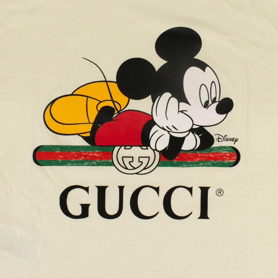 GUCCI x DISNEY Cotton Mickey Mouse Print Over-Sized T-Shirt - Off-White