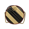 Striped Quilted GG Marmont Leather Mini Round Shoulder Bag - Beige / Black