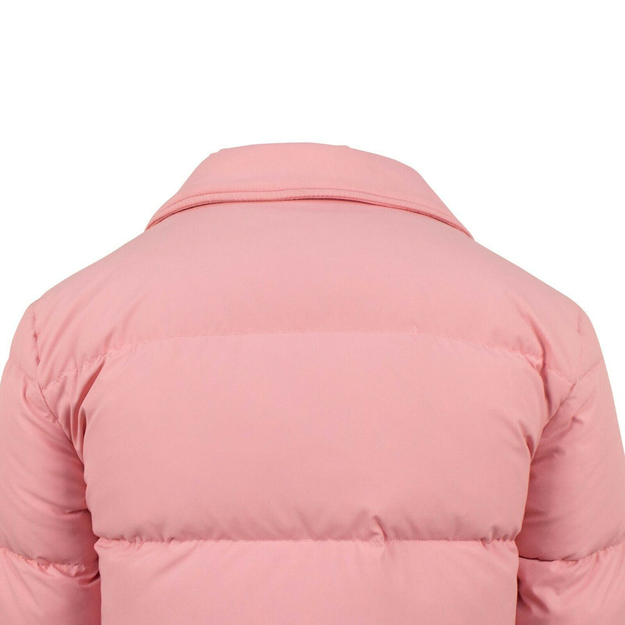 Polyester Gold Detail Short Puffer Coat - Pink