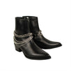 Leather Chain Ankle Boots - Black